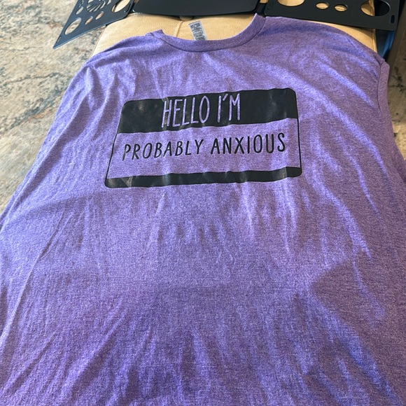Gildan double X Heather blue T-shirt with the saying hello I'm probably anxious - Picture 1 of 7